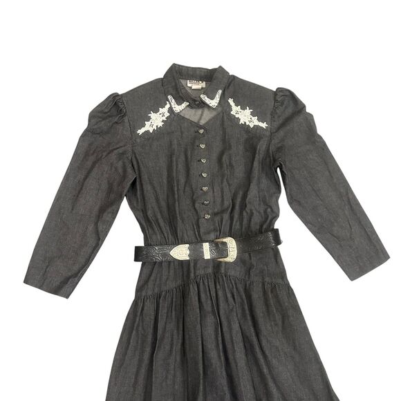 Vintage Miller Stockman Maxi Dress Western Lace Women’s 13/14 Made In USA - Picture 11 of 12